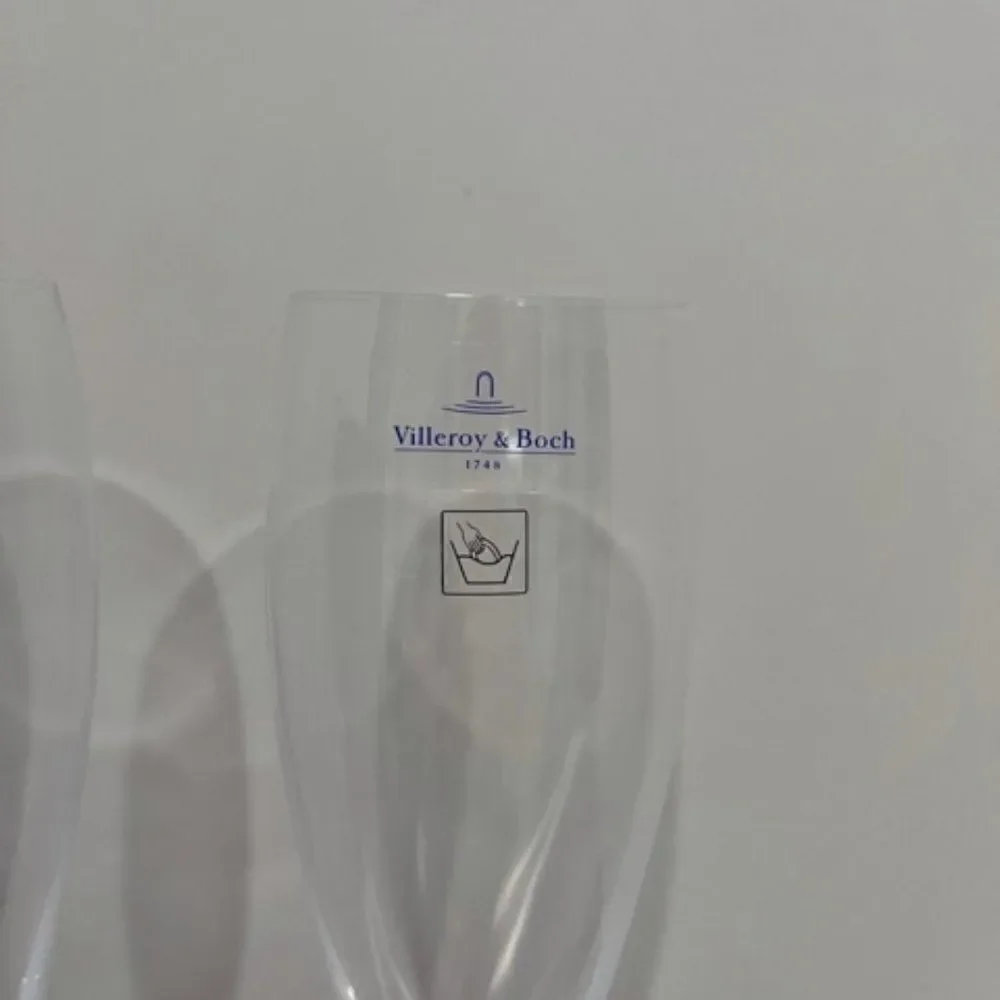 Villeroy & Boch Allegorie Premium Rose Champagne Flute Redwood Red Stem Pair